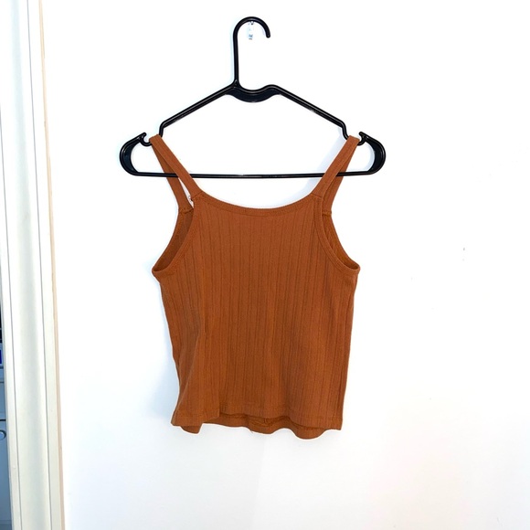 Orange Button-Down Ribbed Tank Top - Picture 2 of 4